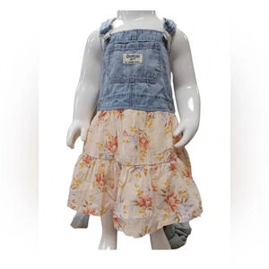 OshKosh B’gosh Denim  Overall Floral Dress Size 24M